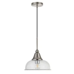 Magnolia 10.75" Wide Pendant With Glass Shade In Brushed Nickel/Seeded