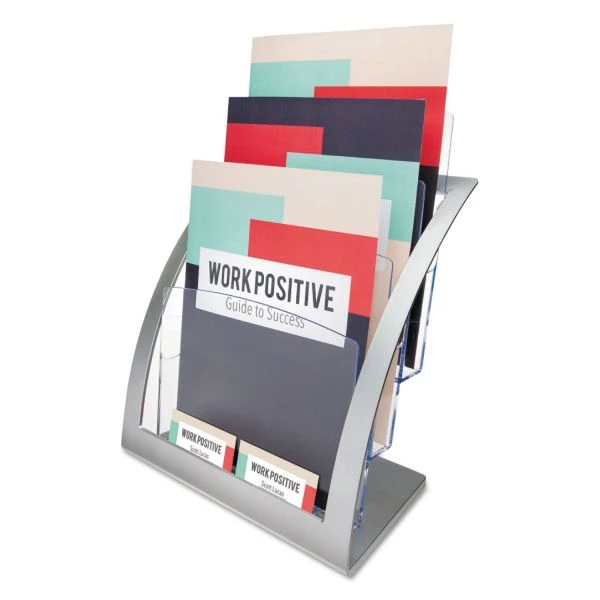 Deflecto 3-Tier Literature Holder, Leaflet Size, 11.25w X 6.94d X 13.31h, Silver 1 Deflecto 3-Tier Literature Holder, Leaflet Size, 11.25w X 6.94d X 13.31h, Silver