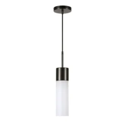 Lance 3.5" Wide Pendant With Glass Shade In Blackened Bronze/White Milk