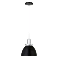 Madison 12" Wide Pendant With Metal Shade In Blackened Bronze/Polished Nickel/Blackened Bronze