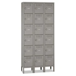 Tennsco Box Compartments With Legs, Triple Stack, 36w X 18d X 78h, Medium Gray