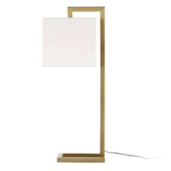 Grayson 26" Tall Table Lamp With Fabric Shade In Brass/White -office furniture sale 55255a2efefa6f2bb820ac45dac7765a30