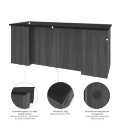 Bestar Norma Desk Shell - Black & Bark Gray -office furniture sale 5573f286753de1136edd0877a49ab60ee7