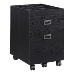 Brezio 19"D Vertical 2-Drawer Mobile File Cabinet, Black