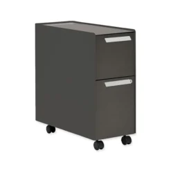 Allsteel Radii 2-Drawer Mobile File Cabinet, 2 Legal/Letter-Size File Drawers, Flint, 10" X 24" X 21"