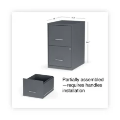 Alera Soho Vertical File Cabinet, 2 Drawers: File/File, Letter, Charcoal, 14" X 18" X 24.1" -office furniture sale 56352e8db710d352c41e474130adff3126