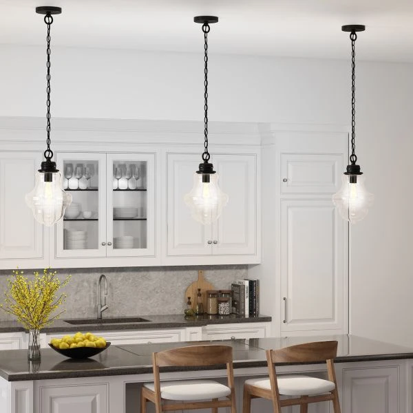 Annie 9.13" Wide Pendant With Glass Shade In Blackened Bronze/Clear 6 Annie 9.13" Wide Pendant With Glass Shade In Blackened Bronze/Clear - Image 6