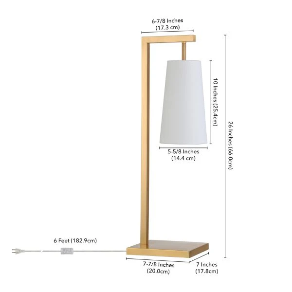 Moser 26" Tall Table Lamp With Fabric Shade In Brass/White 3 Moser 26" Tall Table Lamp With Fabric Shade In Brass/White - Image 3