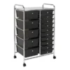 15-Drawer Mobile Cart, 38-3/16”H X 25-1/4”W X 15-3/8”D, Black/Chrome