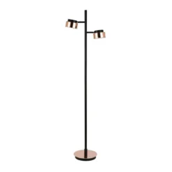 Jex 2-Light Floor Lamp With Metal Shade In Blackened Bronze/Copper/Copper