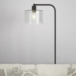 Cadmus 57" Tall Floor Lamp With Glass Shade In Blackened Bronze/Seeded -office furniture sale 5768b913c9efff376e6aff3e478a7fa96b