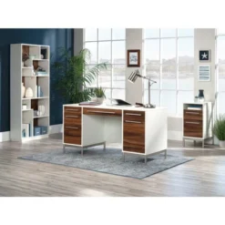 Sauder Vista Key 72"H 9-Shelf Bookcase, Pearl Oak/Blaze Acacia -office furniture sale 577f967058e5df8a72024c8753c384f211