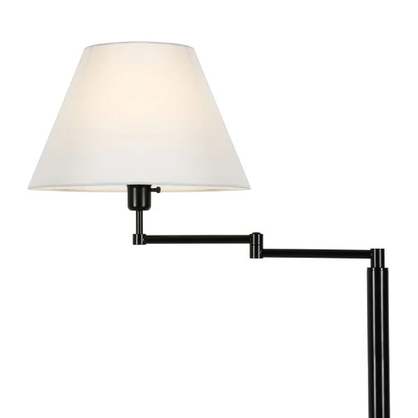 Moby Swing Arm Floor Lamp With Fabric Empire Shade In Blackened Bronze/White 7 Moby Swing Arm Floor Lamp With Fabric Empire Shade In Blackened Bronze/White - Image 7
