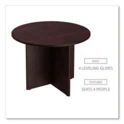 Alera Valencia Round Conference Table With Legs, 42" Diameter X 29.5h, Mahogany -office furniture sale 57ed917bf9e0234d1ac4ba7acbf0dc1d93