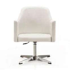 Pelo Adjustable Height Swivel Accent Chair In White And Polished Chrome -office furniture sale 5804adf090c7d309b7af74edb929b0daad