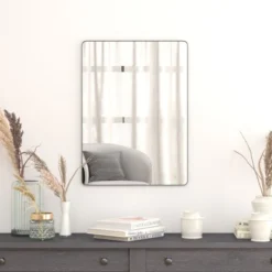 Susan 22" X 30" Decorative Wall Mirror - Rounded Corners, Bathroom & Living Room Glass Mirror Hangs Horizontal Or Vertical, Black