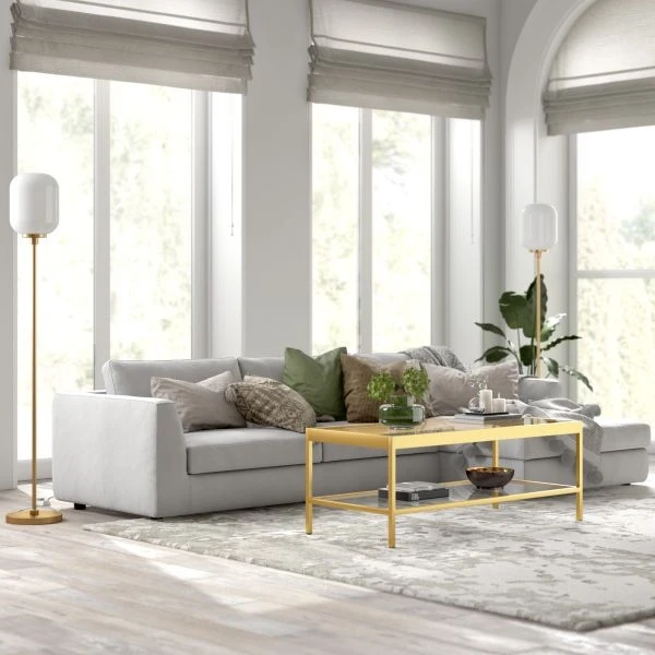 Agnolo 69" Tall Floor Lamp With Glass Shade In Brass/White Milk 6 Agnolo 69" Tall Floor Lamp With Glass Shade In Brass/White Milk - Image 6