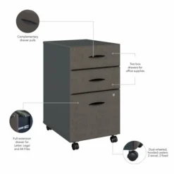 Bush Business Furniture Series A 3 Drawer Mobile File Cabinet In Slate And White Spectrum -office furniture sale 597a138c11fb7e71306b2187d430716cea