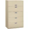HON 600 Series Five-Drawer Lateral File, Letter/Legal/A4, 42w X 18d, Putty