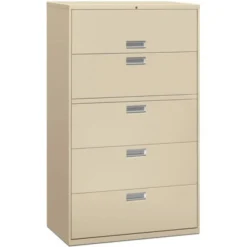 HON 600 Series Five-Drawer Lateral File, Letter/Legal/A4, 42w X 18d, Putty