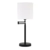 Moby 25.5" Tall Swing Arm Table Lamp With Fabric Drum Shade In Blackened Bronze/White