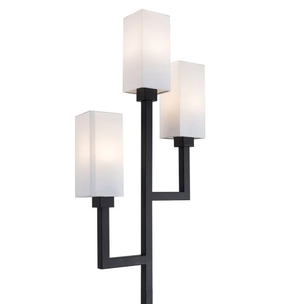 Basso 3-Light Torchiere Floor Lamp With Fabric Shade In Blackened Bronze/White 7 Basso 3-Light Torchiere Floor Lamp With Fabric Shade In Blackened Bronze/White - Image 7
