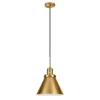 Zeno 12" Wide Pendant With Metal Shade In Brushed Brass/Brushed Brass