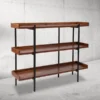 Mayfair 3 Shelf 35"H Storage Display Unit Bookcase With Black Metal Frame In Rustic Wood Grain Finish