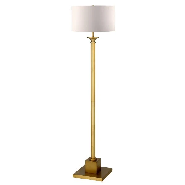 Hadley 65" Tall Floor Lamp With Fabric Shade In Brass/White 1 Hadley 65" Tall Floor Lamp With Fabric Shade In Brass/White