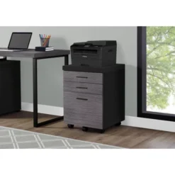 Monarch Specialties File Cabinet, Rolling Mobile, Storage Drawers, Printer Stand, Office, Work, Black And Grey Laminate, Contemporary, Modern