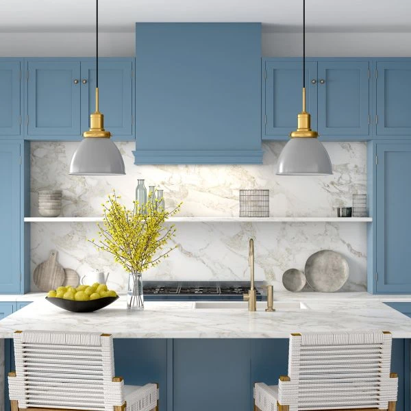 Madison 12" Wide Pendant With Metal Shade In Matte Gray/Brass /Matte Gray 3 Madison 12" Wide Pendant With Metal Shade In Matte Gray/Brass /Matte Gray - Image 3