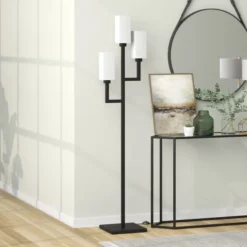 Basso 3-Light Torchiere Floor Lamp With Fabric Shade In Blackened Bronze/White 12 Basso 3-Light Torchiere Floor Lamp With Fabric Shade In Blackened Bronze/White -office furniture sale 5b4724188831347f336619889ab1e68763