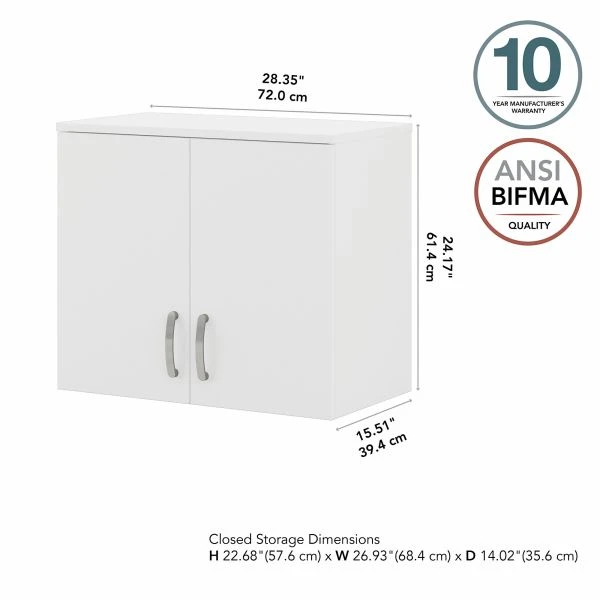 Bush Business Furniture Universal Wall Cabinet With Doors And Shelves In White 6 Bush Business Furniture Universal Wall Cabinet With Doors And Shelves In White - Image 6