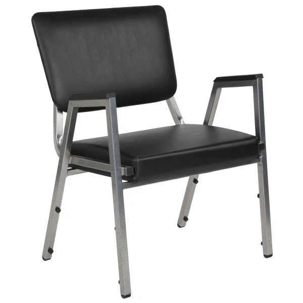 HERCULES Series 1000 Lb. Rated Black Antimicrobial Vinyl Bariatric Medical Reception Arm Chair With 3/4 Panel Back 2 HERCULES Series 1000 Lb. Rated Black Antimicrobial Vinyl Bariatric Medical Reception Arm Chair With 3/4 Panel Back - Image 2