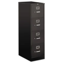 HON 510 Series 4-Drawer Vertical Metal File Cabinet, Letter, 52" Height, Full-Suspension, Black