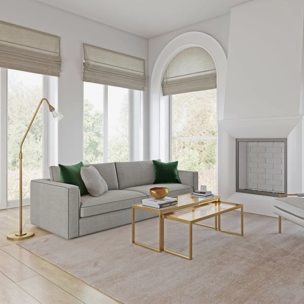 Challice Arc Floor Lamp With Glass Shade In Brass/Clear 6 Challice Arc Floor Lamp With Glass Shade In Brass/Clear - Image 6