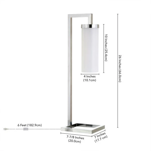 Malva 26" Tall Table Lamp With Glass Shade In Polished Nickel/White Milk 4 Malva 26" Tall Table Lamp With Glass Shade In Polished Nickel/White Milk - Image 4