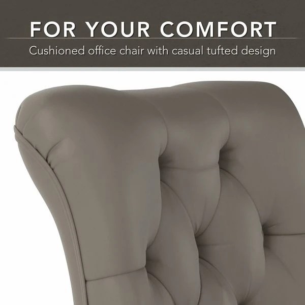 Bush Furniture Salinas 60W L Shaped Desk With Mid Back Tufted Office Chair In Pure White And Shiplap Gray 4 Bush Furniture Salinas 60W L Shaped Desk With Mid Back Tufted Office Chair In Pure White And Shiplap Gray - Image 4