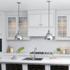 Madison 12" Wide Pendant With Metal Shade In Polished Nickel/Polished Nickel -office furniture sale 5c3d9406676b76dec17fa3d64e5702d8c3