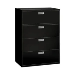 HON 600 Series Four-Drawer Lateral File, Letter/Legal/A4, 42w X 18d, Black