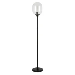 Agnolo 69" Tall Floor Lamp With Glass Shade In Blackened Bronze/Seeded