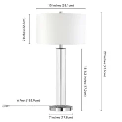 Harlow 29" Tall Table Lamp With Fabric Shade In Clear Glass/Polished Nickel/White -office furniture sale 5c999e92d91bb7e69d208c08669dbdedc9