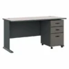 Bush Business Furniture Series A 60W Desk With Mobile File Cabinet In Slate And White Spectrum