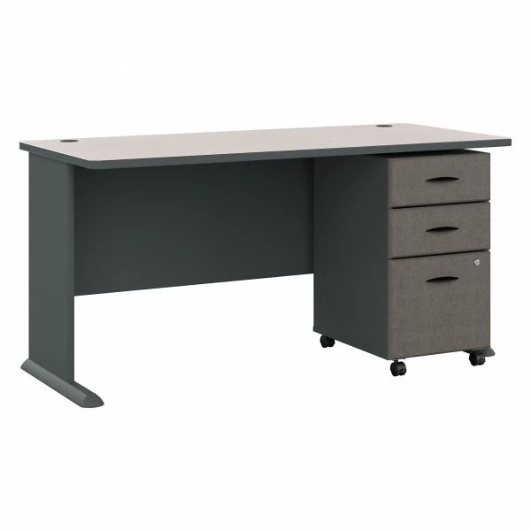 Bush Business Furniture Series A 60W Desk With Mobile File Cabinet In Slate And White Spectrum 1 Bush Business Furniture Series A 60W Desk With Mobile File Cabinet In Slate And White Spectrum