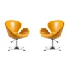 Raspberry Faux Leather Adjustable Swivel Chair In Yellow And Polished Chrome (Set Of 2)