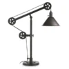 Descartes 29" Tall Pulley System Table Lamp With Metal Shade In Blackened Bronze/Blackened Bronze