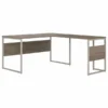 Bush Business Furniture Hybrid 60W X 30D L Shaped Table Desk With Metal Legs In Modern Hickory
