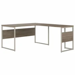 Bush Business Furniture Hybrid 60W X 30D L Shaped Table Desk With Metal Legs In Modern Hickory