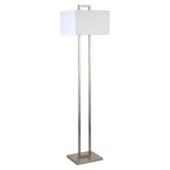 Adair 68" Tall Floor Lamp With Fabric Shade In Brushed Nickel/White