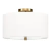 Ellis 16" Flush Mount With Fabric Shade In Brass/White